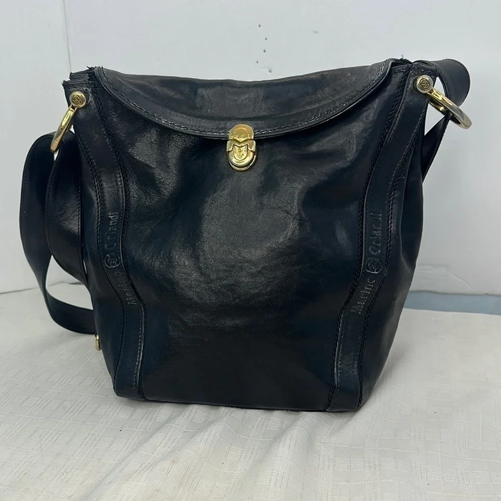 Vintage Black MARINO ORLANDI Leather bag Handbag
